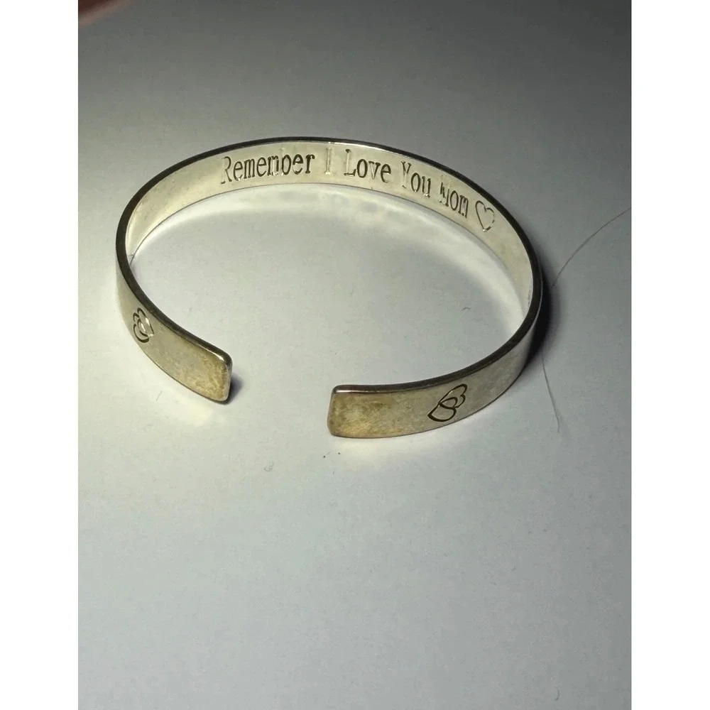 Sterling Silver 925 Cuff Bracelet Forever and Always Remember I Love You Mom
